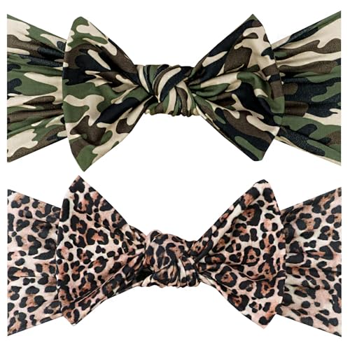 LemonSpace Leopard Camo Baby Headband with Bow