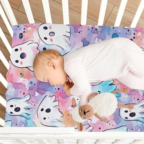 Qilmy Cute Little Ghosts Crib Sheet for Girls and Boys