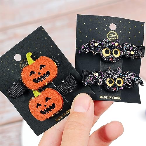 VEICOSTT Halloween Hair Clips 2 Pack Pumpkin Bat 1
