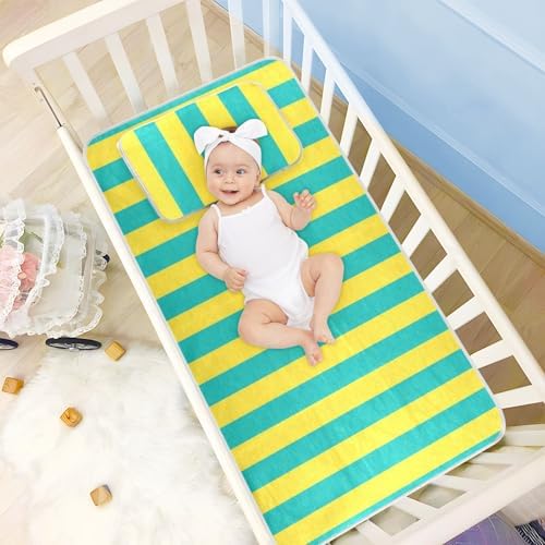 Yellow Blue Cooling Baby Mattress Protector 28x52 Breathable and Waterproof