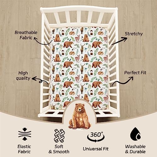 4-Pack N Play Sheets Woodland Forest Animals Neutral Unisex