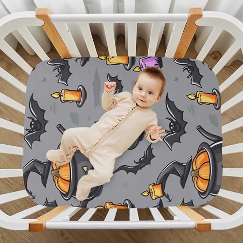 Qilmy Halloween Fitted Crib Sheet for Baby Soft Breathable and Snug Fit
