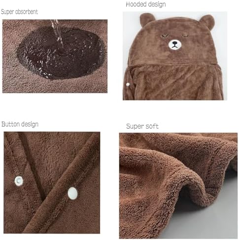 IFaryMes Toddler Bath Towel with Hood - Brown Bear