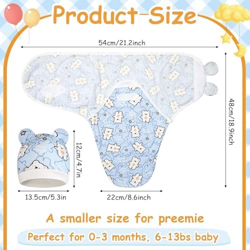 Ramede 6 Pack Preemie Swaddle Blankets with Hats 1