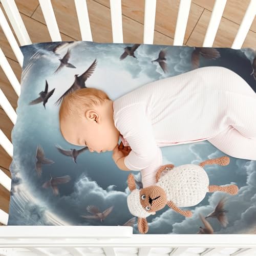 Wajiw Cloud with Birds Fitted Crib Sheets