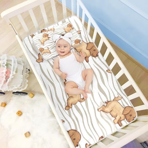Cute Cartoon Brown Puppies Cooling Baby Mattress Pad 28x52
