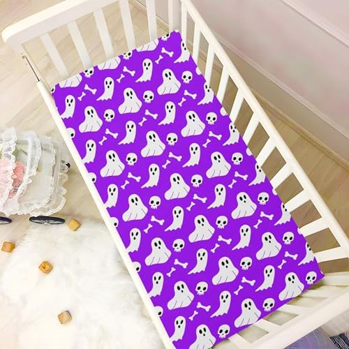 Qilmy Halloween Ghosts Crib Sheet Soft Breathable for Baby