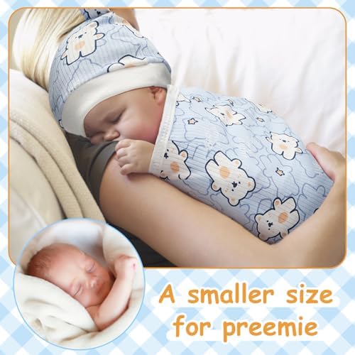 Ramede 6 Pack Preemie Swaddle Blankets with Hats 1
