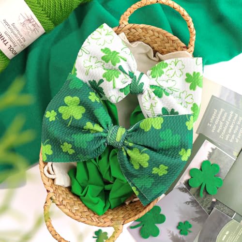 St Patricks Day Baby Headbands Set of 2 Green Shamrock Bows