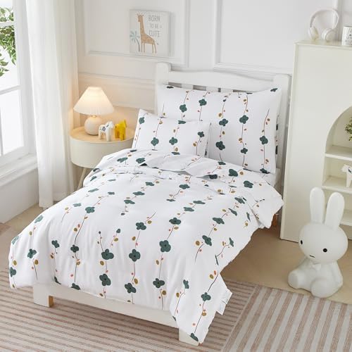 Mucalis Green Floral Toddler Bedding Set for Girls