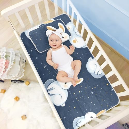 Navy Blue Cooling Baby Mattress Pad 28x52
