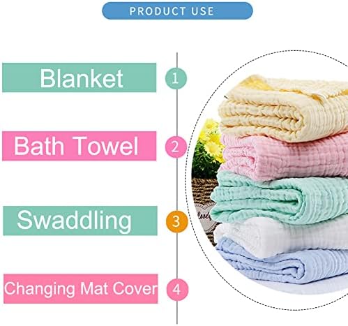 Aablexema Baby Muslin Bath Towels - Set of 2 White 43X43 Inches