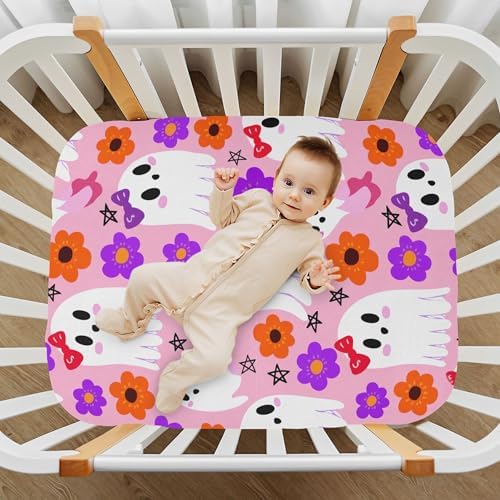 Qilmy Halloween Ghosts Fitted Crib Sheet for Kids 28 x 52 in