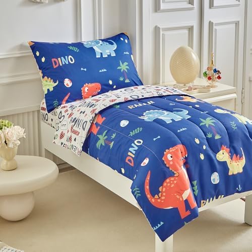 UOZZI Dinosaur Toddler Bedding Set Navy 4P