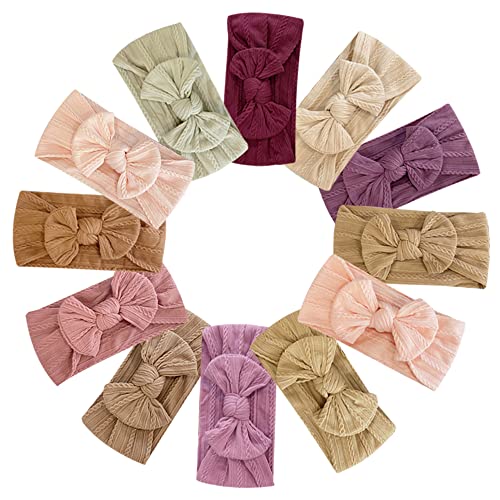 Jralon 12PCS Soft Nylon Headbands for Baby Girls