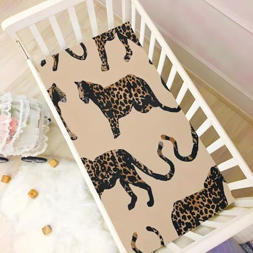 Wajiw Leopard Crib Sheets Soft Breathable Fitted 1