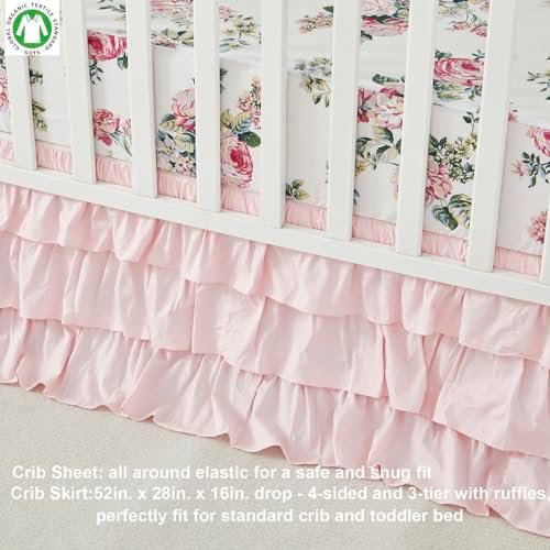 Brandream 100 Cotton Baby Girls Crib Bedding Set 6 Pieces