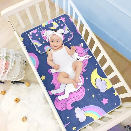 Cooling Baby Mattress Pad Protector with Unicorn Design