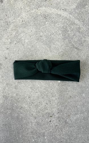 Green Waffle Stretch Headband with Knot for Baby
