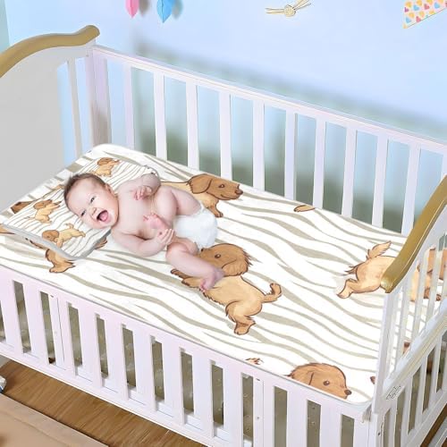 Cute Cartoon Brown Puppies Cooling Baby Mattress Pad 28x52