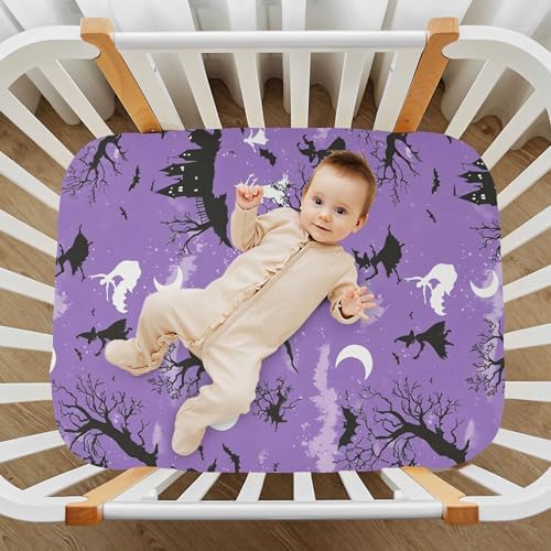 Qilmy Flying Witches Crib Sheet for Baby Soft and Breathable