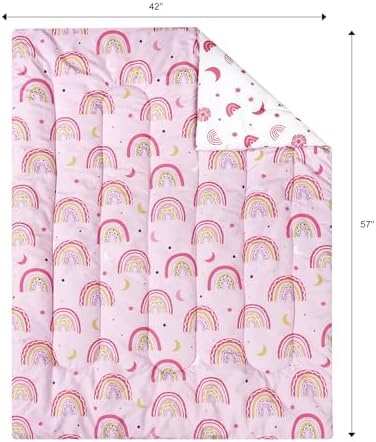 PHF 4 Piece Toddler Bedding Set with Rainbow Theme