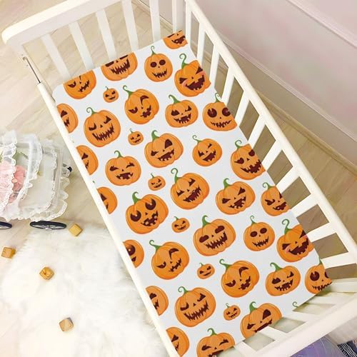 Qilmy Halloween Pumpkins Fitted Crib Sheet for Kids 1