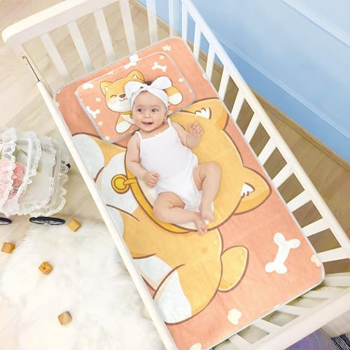 Shiba Inu Bone Dog Orange Cooling Mattress Pad for Baby 28x52