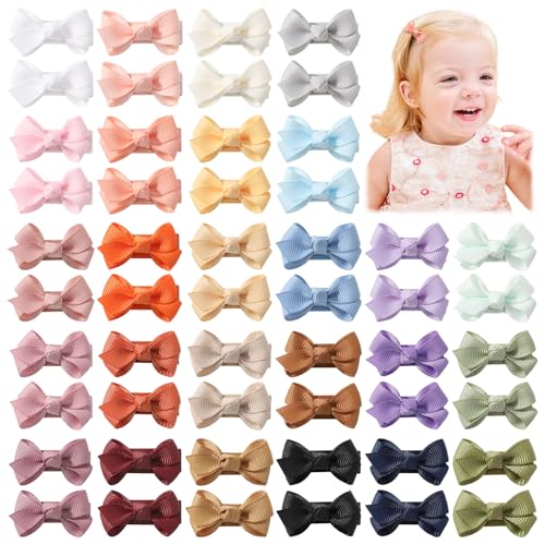 YHXX YLEN 52Pcs Mini Hair Clips with Bows for Babies and Toddlers