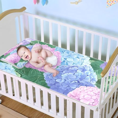 Hydrangeas Cooling Baby Crib Mattress Pad 28x52
