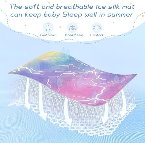 Lightning Bolts Rainbow Cooling Baby Mattress Cover 28x52 1
