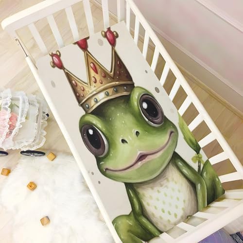 Wajiw Frog Crib Sheets Soft Breathable Fitted 28x52In