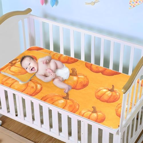 Orange Pumpkin Cooling Baby Mattress Cover 28x52