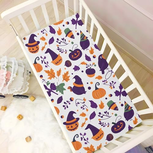 Qilmy Halloween Pumpkins Crib Sheet for Baby
