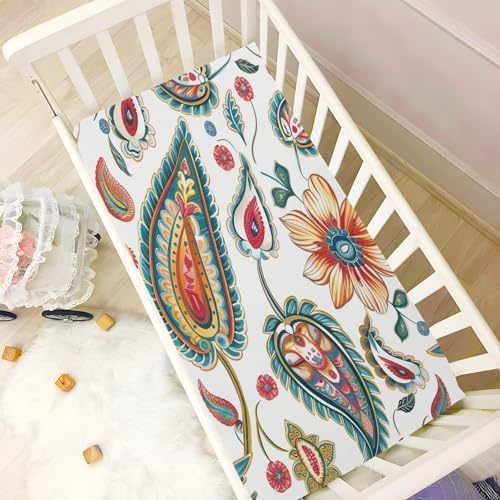Wajiw Paisley Crib Sheets Soft Breathable Fitted