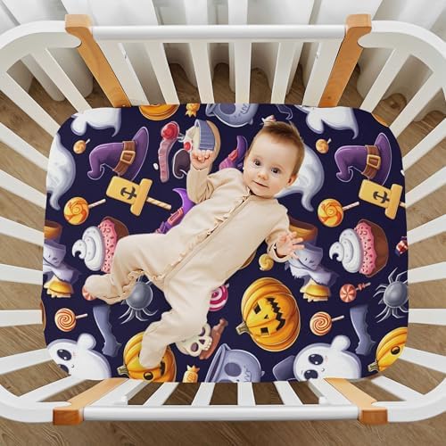 Qilmy Halloween Ghosts Fitted Crib Sheet for Babies