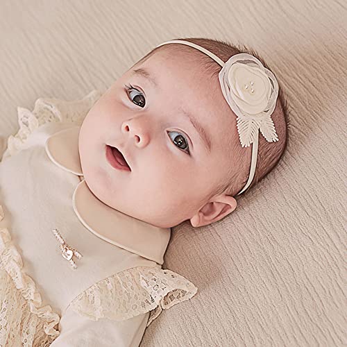 Asphinien Floral Lace Headband for Baby Girls 0-24 Months