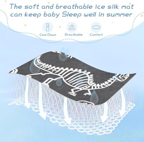 Cute Dinosaur Skeletons Cooling Baby Mattress Pad Cover 28x52 Reusable Protector