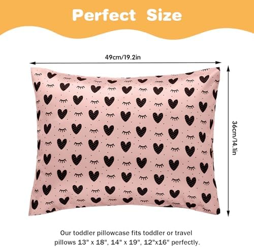 Winmany 2 Pack Toddler Pillow Cases Pink Heart