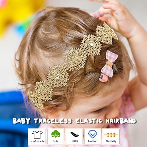 DANMY Baby Girl Elastic Headband with Rhinestone Design