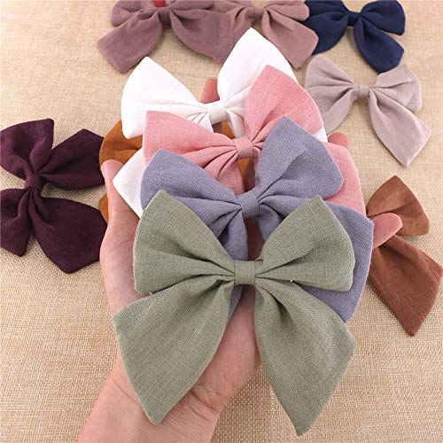 Baily Linen Bow Hair Clips for Girls and Women