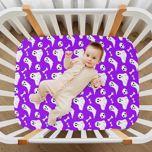 Qilmy Halloween Ghosts Crib Sheet Soft Breathable for Baby