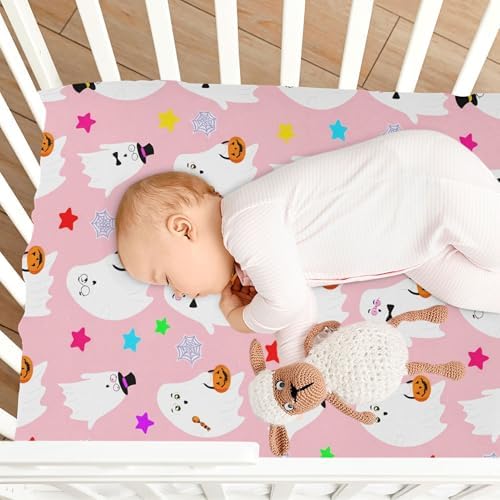 Qilmy Halloween Ghosts Fitted Crib Sheet for Kids