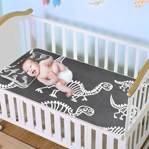 Cute Dinosaur Skeletons Cooling Baby Mattress Pad Cover 28x52 Reusable Protector