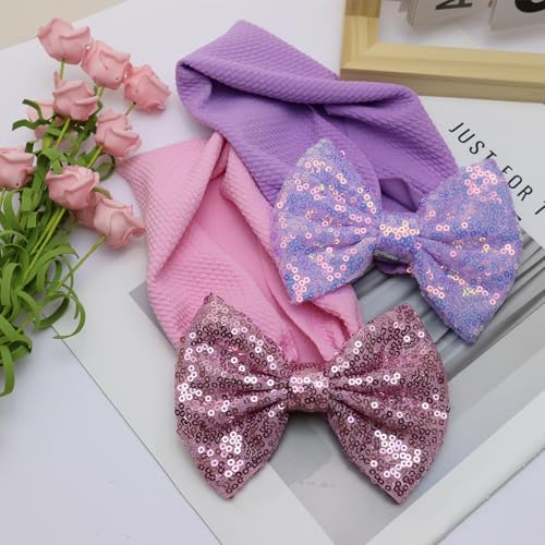 HELYKAKA 7 Sequin Bow Hairband for Baby Girls