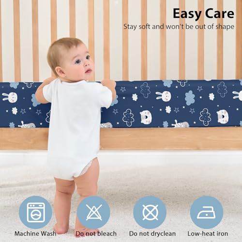 FIEMOL 3 Pack Crib Sheets Neutral Blue Cloud Animals Microfiber