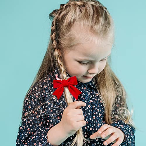 KCHIES Red Velvet Ribbon Bow Hair Clip 3in