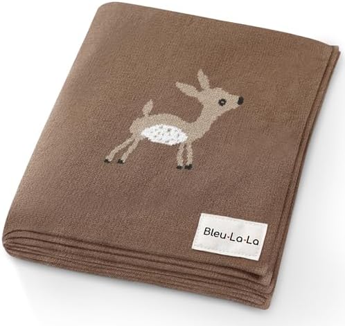 Bleu La La Knit Baby Swaddling Blanket - Deer Mocha