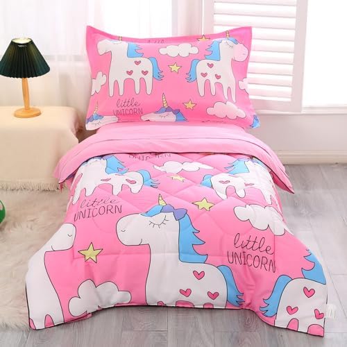 Wowelife Unicorn Toddler Bedding 4 Piece Set