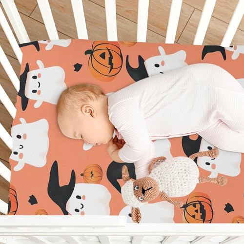Qilmy Cute Kawaii Ghost Crib Sheet for Girls and Boys